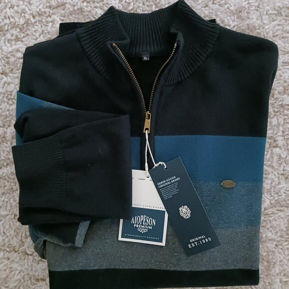 Aiopeson Other - NWT Aiopeson Premium Goods Mens Long Sleeve Sweater Size XL Black Green 1/4 Sip